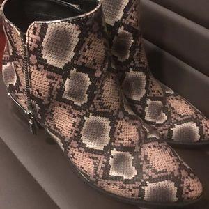 Snake print booties